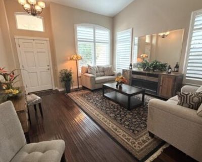 4435 E Cathedral Rock Dr. Fully Furnished Home Shows Like A Model With A Resort Style Backyard!!! Spacious Floor Plan Features 3 Bedrooms/2 Baths + Bonus Room and An Oversized Private Backyard Complete With A Large Pool, Extended Covered Patio and HUGE Lush Green Area. The Gorgeous Interior Offers An Attractive Living Room with An Electric Fireplace, An Open Kitchen, A Cozy Family Room and A Di...