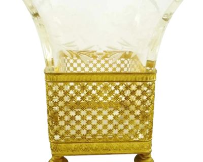 Antique French Empire Vase, Gilt Ormolu and Crystal