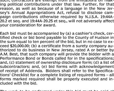 HUDSON COUNTY DEPARTMENT OF FINANCE & ADMINISTRATION DIVISION OF PURCHASING NOTICE...