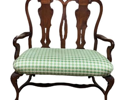 19th Century Queen Anne Style Settee Mahogany Finish