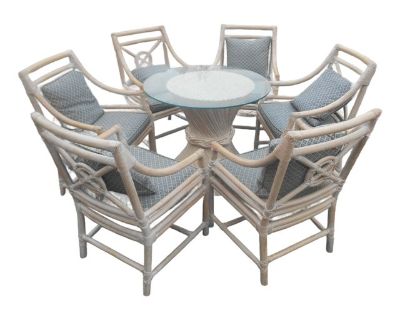 Gorgeous Henry Link Costal Target Back Rattan 7 Piece Dining Set