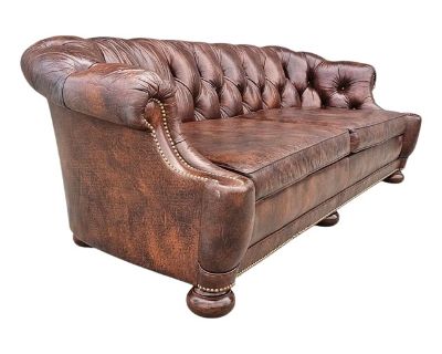 1970s Vintage Leather English Chesterfield Sofa