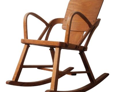 Mid 20th Century Norwegian Aaslid Rocking Chair With Chess Pattern Seat