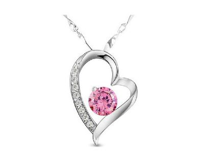 Pink Crystal Heart Necklace