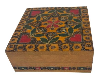 Vintage Carved Wooden Trinket Box From Poland