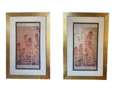 Pair of Lillian August for Soicher Marin Botanical Prints - Golden Harmony I and Golden Harmony II