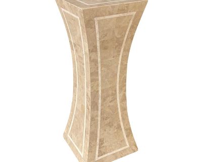 1980s Tessellated Fossil Stone Pedestal With Contrasting Banding