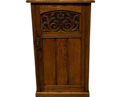 Antique English Oak Pot Cupboard Nightstand