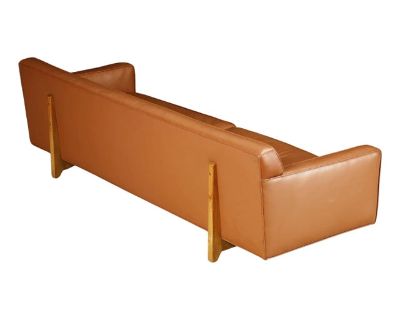 Bracket-Back' Model #133 Mahogany and Leather Sofa by Dunbar, c 1955