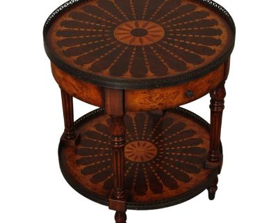 Theodore Alexander Round Two-Tier Inlaid Occasional Table