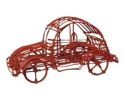 1970s Vintage Painted Wire Sculpture of French Citroen 2CV