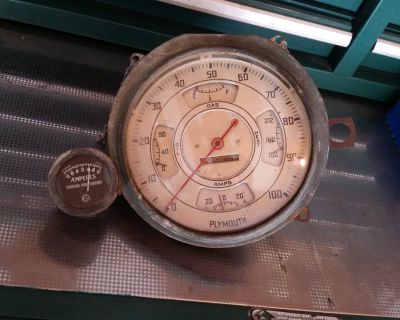 RARE 1936 PLYMOUTH P1 P2 CLUSTER GAUGE 100 MPH SPEEDOMETER N DODGE BROTHERS AMP GAUGE