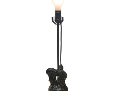 Mid Century Black Ceramic Swan Heads Table Lamp