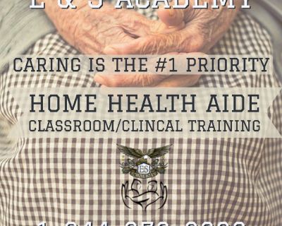 Are you up for the three-week challenge that involves guarantee employment? Discover Home Health Aide training and at E & S Academy! Home Health Aides provide compassionate care, support for others and embraces that role. As a Home Health Aide, other duties contain feeding, dressing, bathing and monitoring vital signs for patients. This field is a gratifying job with a side of being helpful at ...