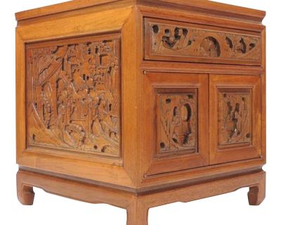 Late 20th Century Japanese Hand Carved Nightstand