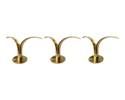 Ivar Ålenius Björk Brass Candle Holders for Ystad Metall, Sweden, 1960's