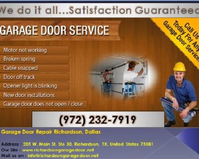 Richardson Garage Door is the best choice for Garage Door Opener Repair in Richardson, TX. Your opener may have a wiring problem, a missing part, or simply be worn out; whatever the reason, it may stop working before its expected lifetime of ten years.

We can help you out with information about belt drive openers, silent openers, and openers that require very little maintenance. If you need ga...
