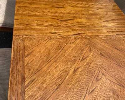 Six chairs and oak dining table