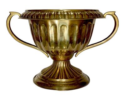 1940s Brass 2 Handled Bowl Pedestal Base Large Loving Cup