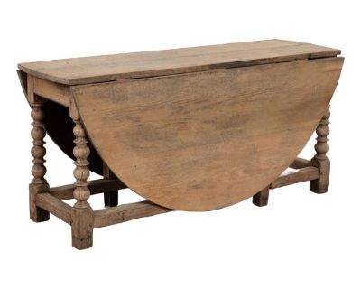 18th Century Bleached Oak Gateleg Drop Leaf Dining Table, Portugal