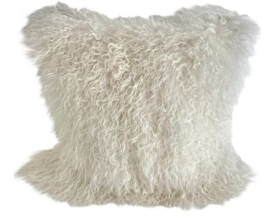 Tibetan Curly Lamb Pillow White 20 X 20
