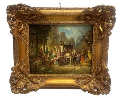 Original German Townscape Painting on Copper by Heinz Scholtz.