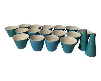 1960s Aqua Blue Cup Set - Set of 18