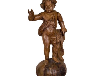 Antique Italian Wood Carved Angel