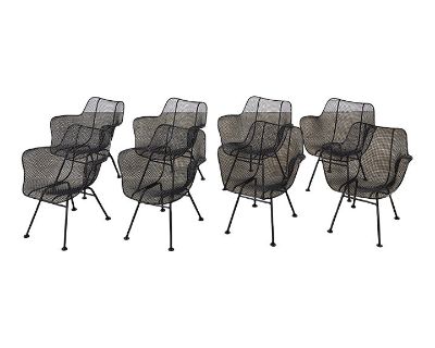 Set of Eight "Sculptura" Patio Armchairs by Russell Woodard