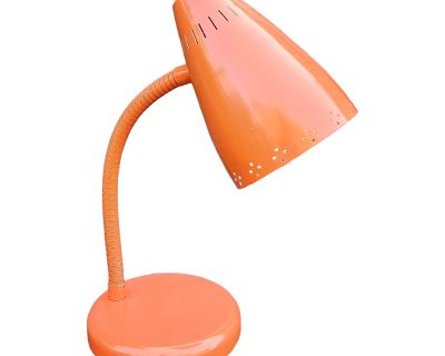 Vintage Orange Painted Metal Adjustable Gooseneck Desk Task Lamp