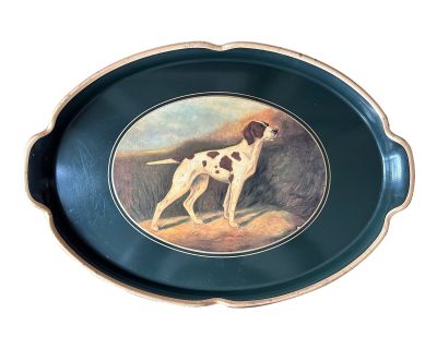 Vintage Hand Gilded Sporting Dog Tray