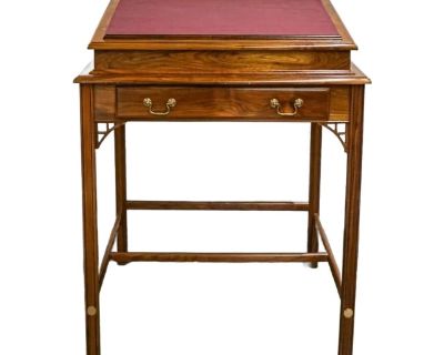 George III Style Mahogany and Tooled Leather Inset Architect Desk or Lectern