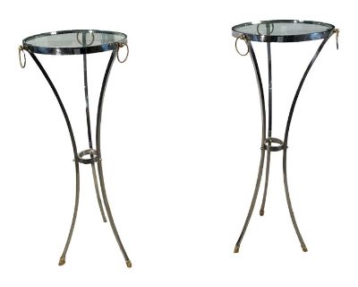 Mid-Century Chrome and Brass Stands With Hoofed Feet