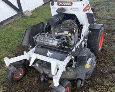 2025 Bobcat ZS4000 48 Ordered brand new in June of 2025 Has 117.1 hours on it Comes with 3 extra oil filters, 2 sets of mulching blades, and 1 set of normal blades. This mower does a great job and leaves very nice stripes. Reason for selling as I no longer need it anymore.