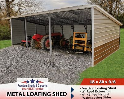 🚜🌻15x30x9/6 Metal Loafing Shed🚜🌻