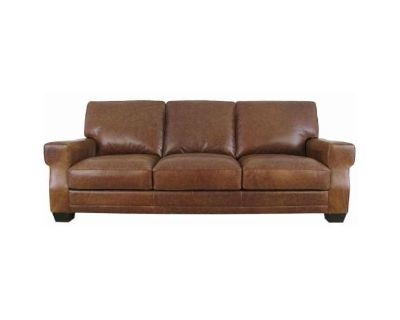New Hudson Soft Line Key Arm Sofa in Montecarlo Chestnut Leather 85 inches $900