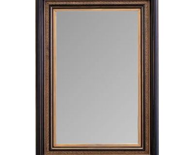Early Mid-Century Empire Style Black and Gild Greek Key Mirror