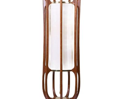 Modeline Model 635 Mid Century Sculptured Walnut and Brass Table Lamp