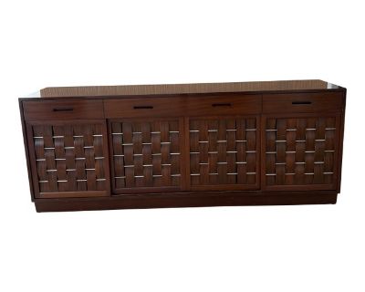 1950s Edward Wormley for Dunbar Furniture American Mid-Century Woven Front Mahogany Credenza