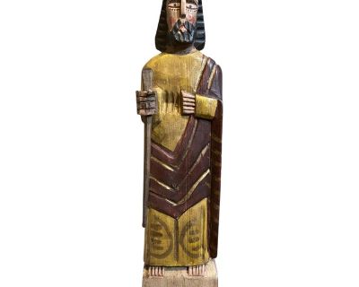 Mid 20th Century Hand-Carved Wooden Santo (Saint) Statue; Polychrome Figure