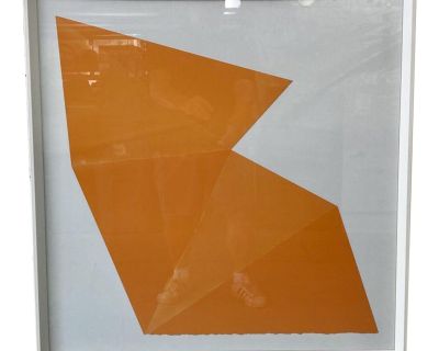 Modern White and Orange Geometric Wall Art