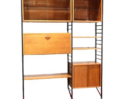Mid Century Modern Vintage Modular bookcase Teak Wall Unit by Ladderax