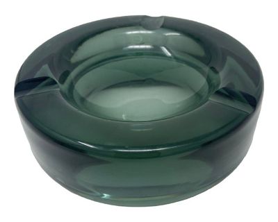Midcentury Smokey Green Crystal Ashtray in the Manner of Andries Dirk Copier