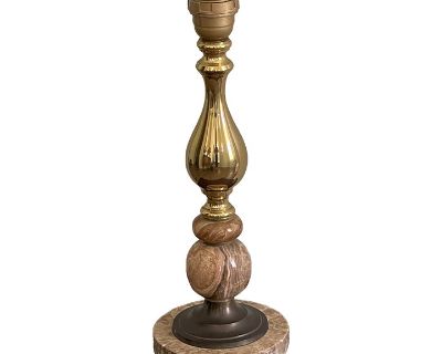 European Vintage Onyx and Brass Lamp Stand