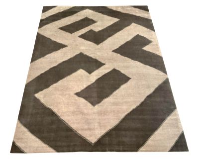 Nourison Home for Christopher Guy Gray Key Wool and Silk Hand Knotted Rug 9x12