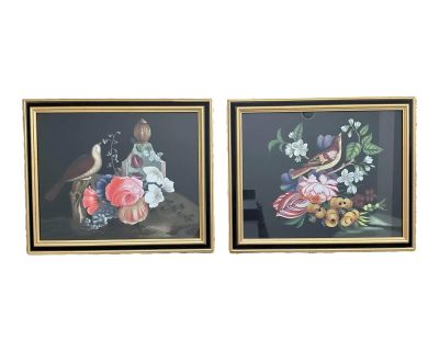 1980s Pair of Framed Chelsea House Floral and Bird Prints