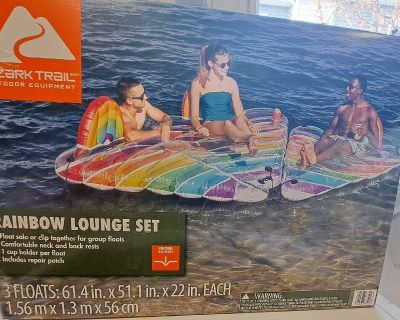 Brand New Ozark Trail Rainbow Lounge Set. 3 floats