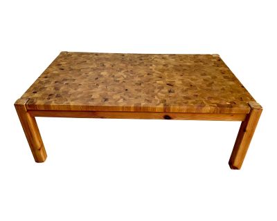 1970s Vintage Brutalist Danish Pine Butcher Block Coffee Table