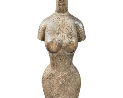 Late 20th Century Carved Solid Wood Female Torso Sculpture