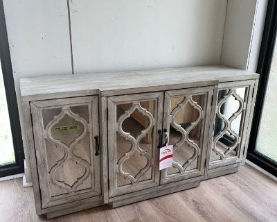 #7 McLean Wood Trellis Mirrored Accent Cabinet by Coaster